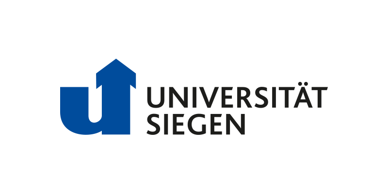 Logo: Schriftzug: Universität Siegen. Links daneben ein großes U, dessen eine Seite wie ein Pfeil nach oben zeigt.